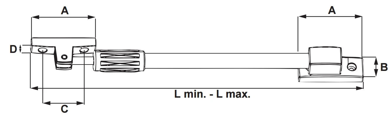 DX Telescopische Raamuitzetter RVS Zwart 380 - 550 Mm 2 DX Telescopische Raamuitzetter RVS Zwart 380 - 550 Mm - Afbeelding 2
