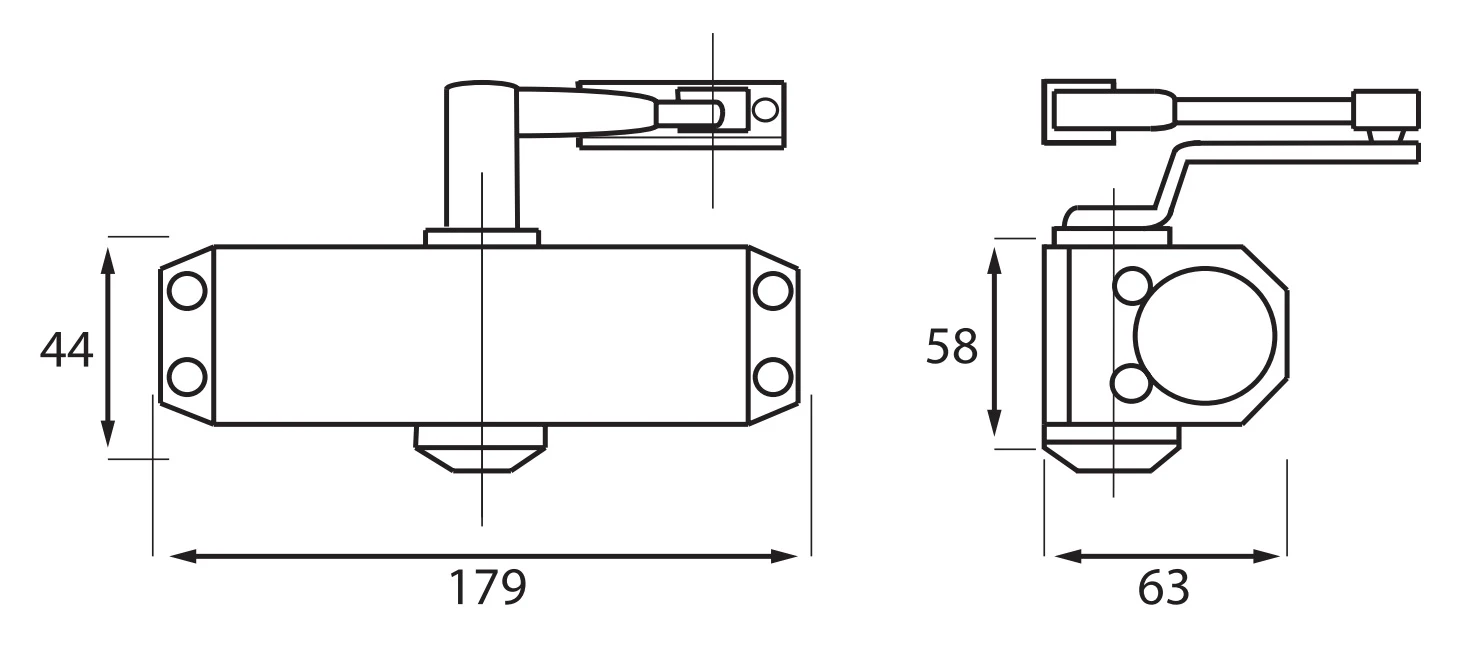 DX Deurdranger Briton 121 HO Met Stoparm Zilvergrijs 2 DX Deurdranger Briton 121 HO Met Stoparm Zilvergrijs - Afbeelding 2
